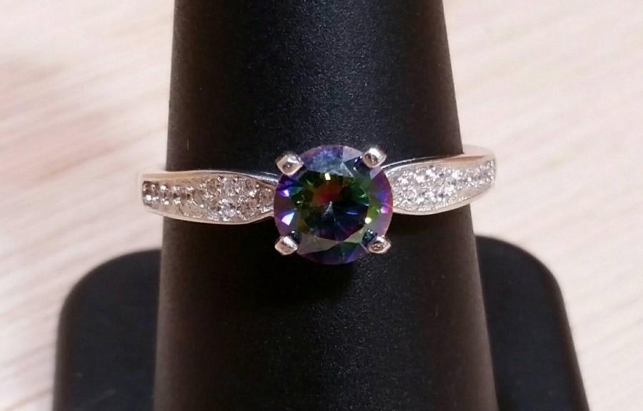 زفاف - Mystic Topaz Ring Sterling Silver Gemstone size 4 6 7 8 9 - Rainbow Topaz - Engagement Ring - Wedding Ring - Promise Ring  Alternative Bride