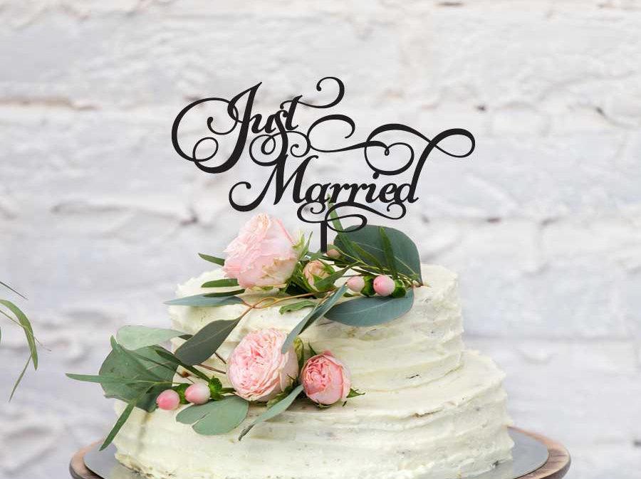 Hochzeit - Wedding Acrylic Cake Topper - Just Married (ARC1634) MADE IN Australia