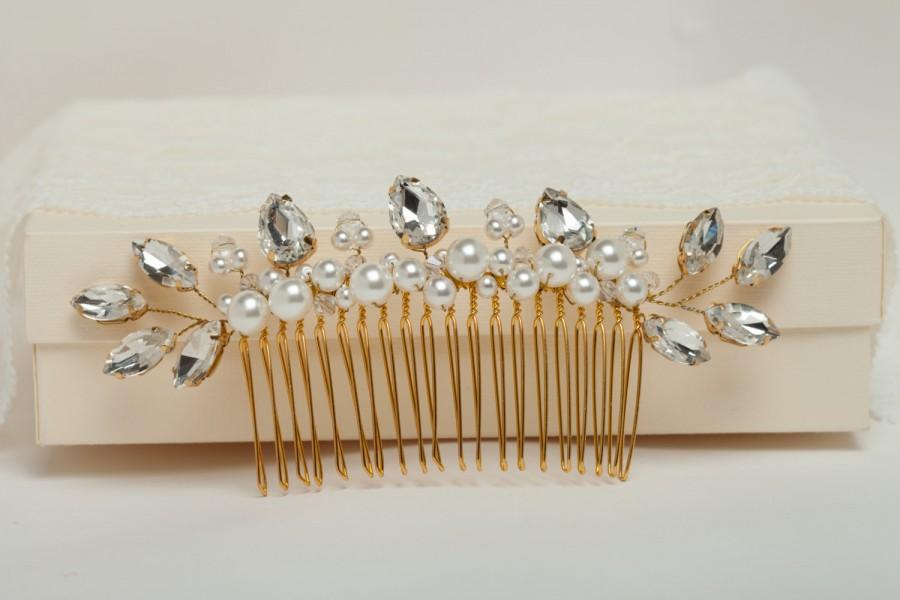 Hochzeit - Wedding hair comb Crystal bridal hair comb Wedding crystal comb Crystal wedding headpiece Bridal hairpiece Wedding hair comb Leaves comb