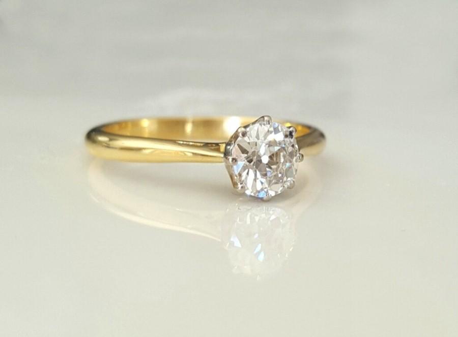 Wedding - Art Deco Antique 1920's .75ct 18K gold engagement ring