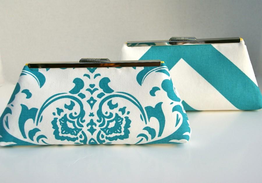 Mariage - Bridesmaids Gift Clutch Handbag In Blue Teal Turquoise -Design your Own Gift for Bridesmaids or Bridal Party