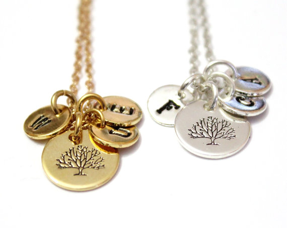 زفاف - Family Tree Necklace, Personalized Womens Jewelry Mom Gift, Inspirational Jewelry, Tree of Life Necklace, Mother Gift,Silver-plated Necklace