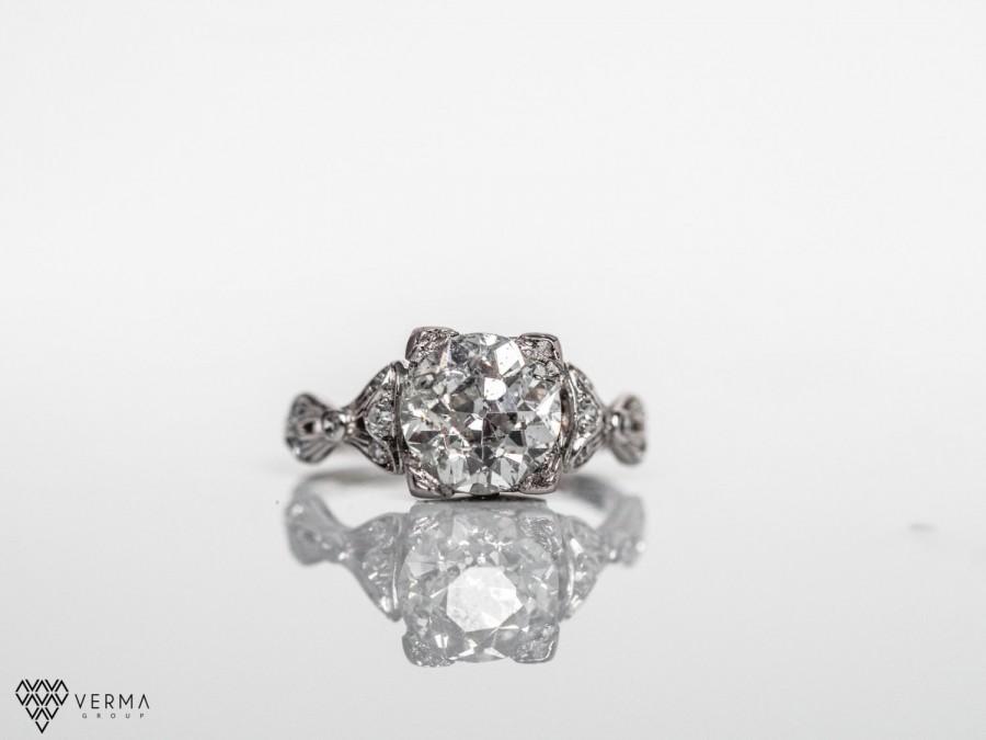 Свадьба - Circa 1920 - Platinum 2.44ct Solitaire Old European Cut Diamond Engagement Ring in an Intricate Handcrafted Mounting - VEG-EML#348
