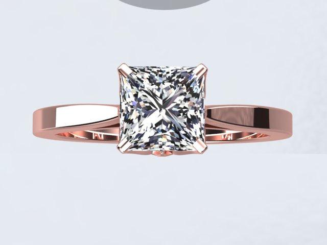 زفاف - Engagement Ring Princess Cut Lab Grown  White Sapphire 6.5mm 18k Rose Gold Engagement Ring Wedding Ring Bloomed Love Inspired