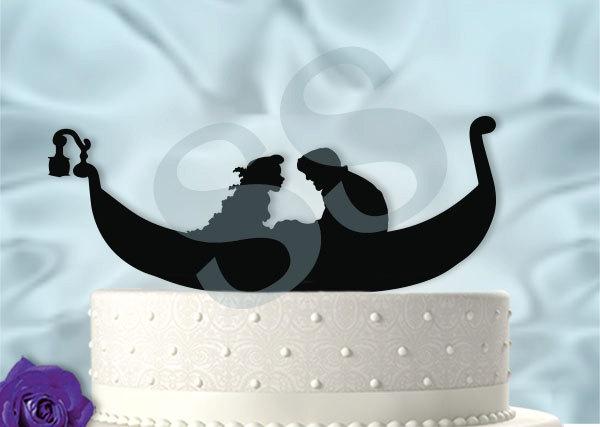 Hochzeit - Tangled Inspired Boat Scene  Wedding Cake Topper