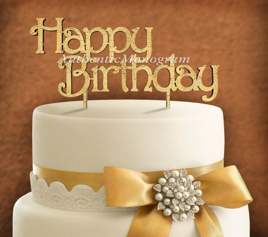 Hochzeit - 6inch Wooden Unpainted inchHappy Birthdayinch Cake Topper, Anniversary, Initial Monogram, Celebration, Special Occasion, Love Gift 4206
