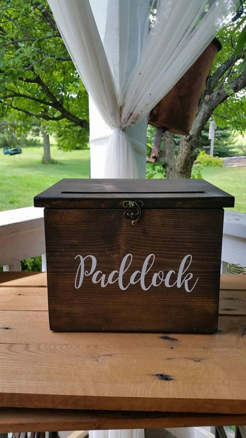 Wedding - Wood Card Box, Custom Rustic Wedding card box, Wedding Card box, Dark Stained Wedding card Box, Barn Wedding Decor, card box