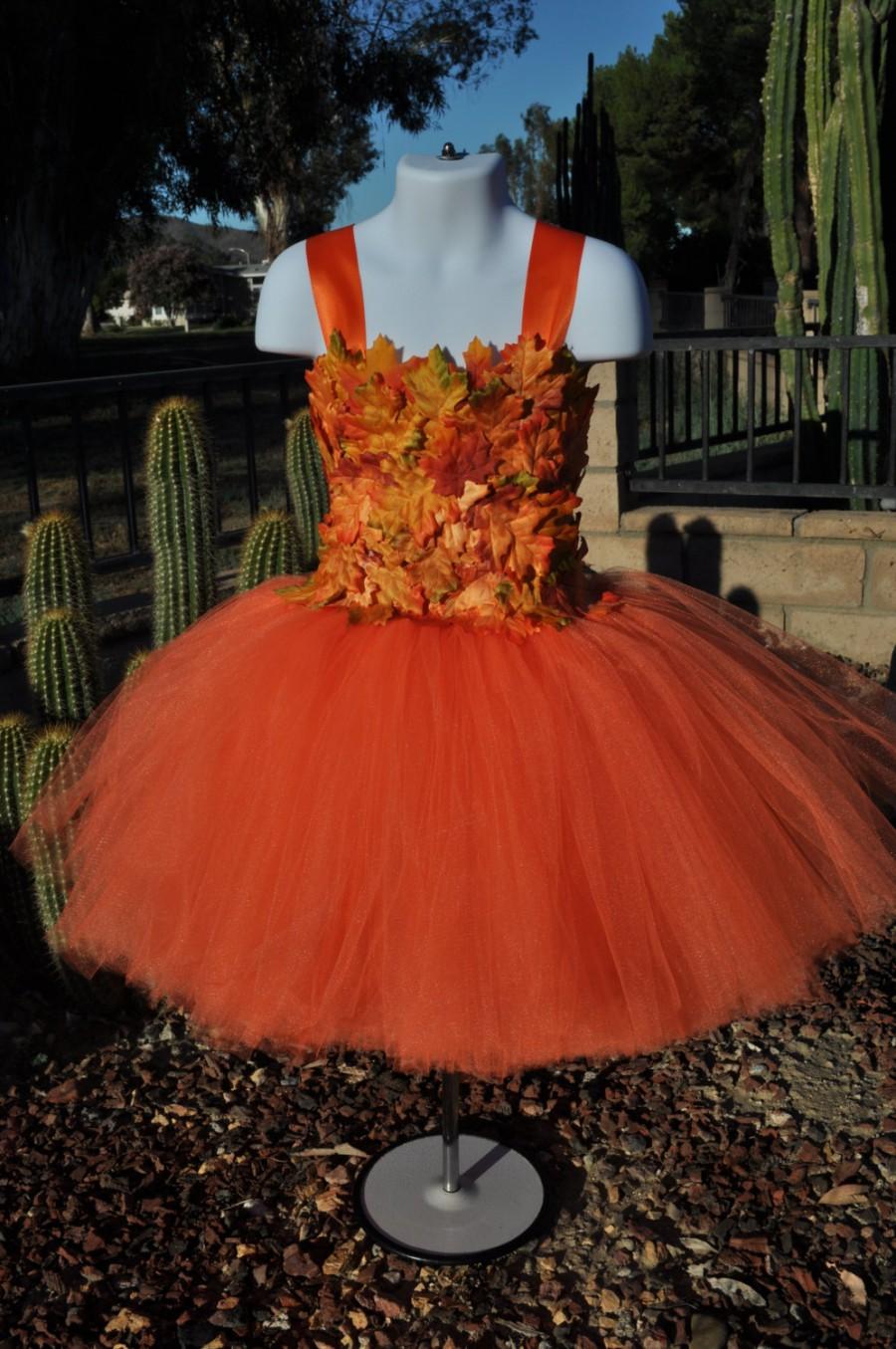 Свадьба - Fall Flower Girl Dress, Girls Fall Dress, Toddler Fall Leaf Dress, Infant Flower Girl Dress, Orange Flower Girl Dress, Leaf Girls Dress