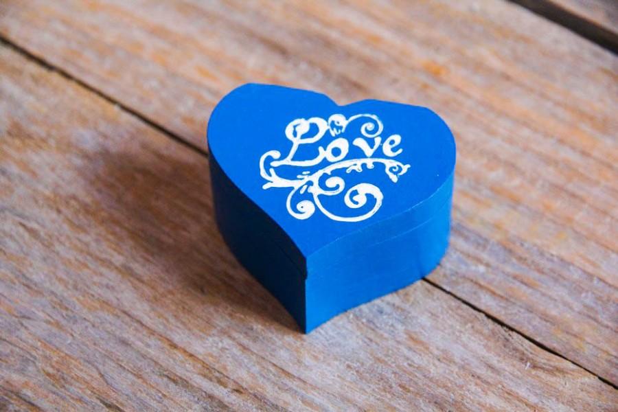 Hochzeit - Royal Blue Wedding Ring Bearer Box - Nautical Wedding Wooden box Gift box Wedding decor gift idea