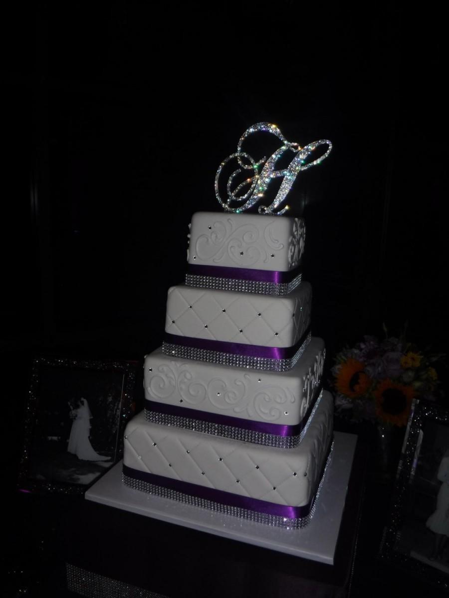 Wedding - Handmade Custom Swarovski Crystal 6" Monogram Rhinestone Cake Topper Any Letter A B C D E F G H I J K L M N O P Q R S T U V W X Y Z