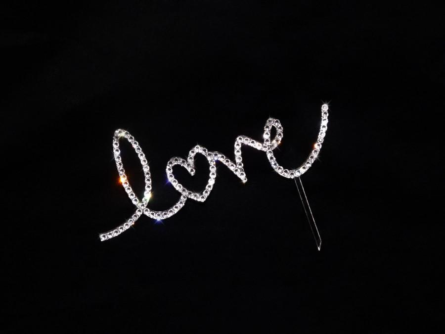 زفاف - Swarovski Crystal Bling Cake Topper "LOVE"