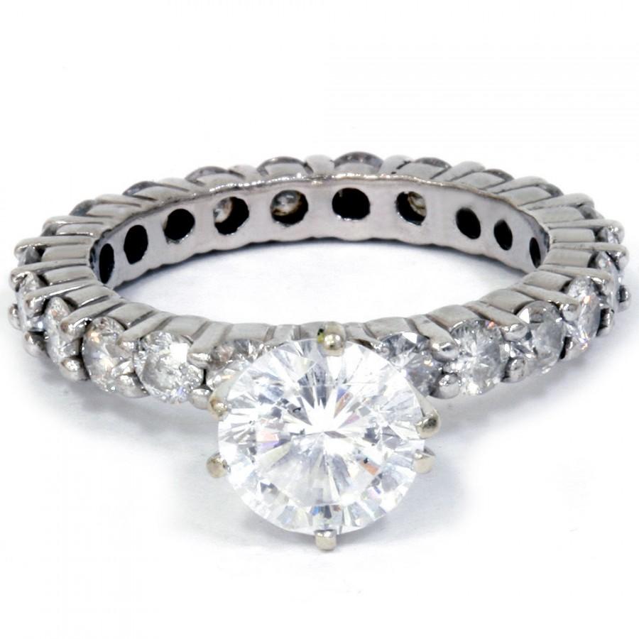 Hochzeit - Diamond Eternity Engagement Ring 3.50Ct Diamond Eternity Engagement Ring 14K White Gold (Clarity Enhanced)