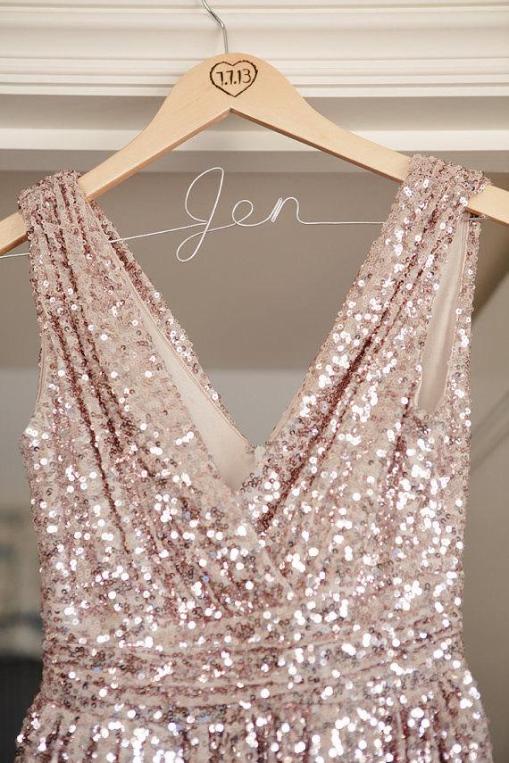 Mariage - Reserved - Custom made rose gold short sequin dresses and matching junior bridesmaid dresses