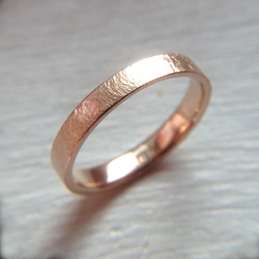 Wedding - 14k Womens Rose Gold Wedding Band, 3mm Textured Wedding Band, 14k Rose Gold Wedding Band, size 4 ring, Textured Ring ring or Your Size