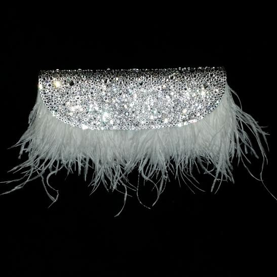 زفاف - Swarovski Crystal and Ostrich Feather Croc Skin Bridal/Prom/Pageant/Evening Clutch...FREE SHIPPING!