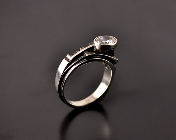 زفاف - Silver Steampunk Ring "Praetentarum"