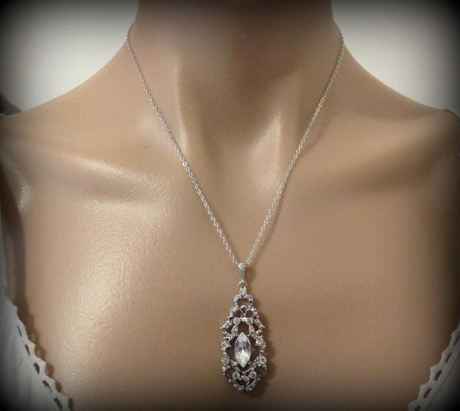 Hochzeit - Crystal Bridal Necklace, Art Deco Necklace, Swarovski Wedding Jewelry, Gatsby Necklace, Victorian Wedding Necklace, Gift for Her, VICTOR