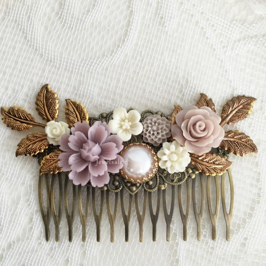 زفاف - Bridal Hair Comb Lilac Wedding Hair Accessories Soft Purple Hair Slide for Bride Modern Chic Elegant Headpiece Rustic Wedding