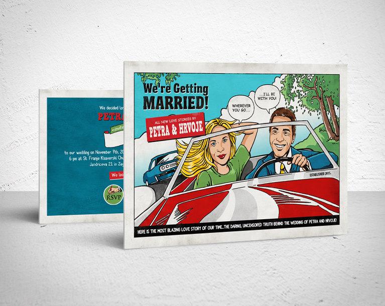 Wedding - Printable Wedding Invitation / retro comic, digital file, DIY, personalized wedding, retro wedding, comic book wedding, custom couple