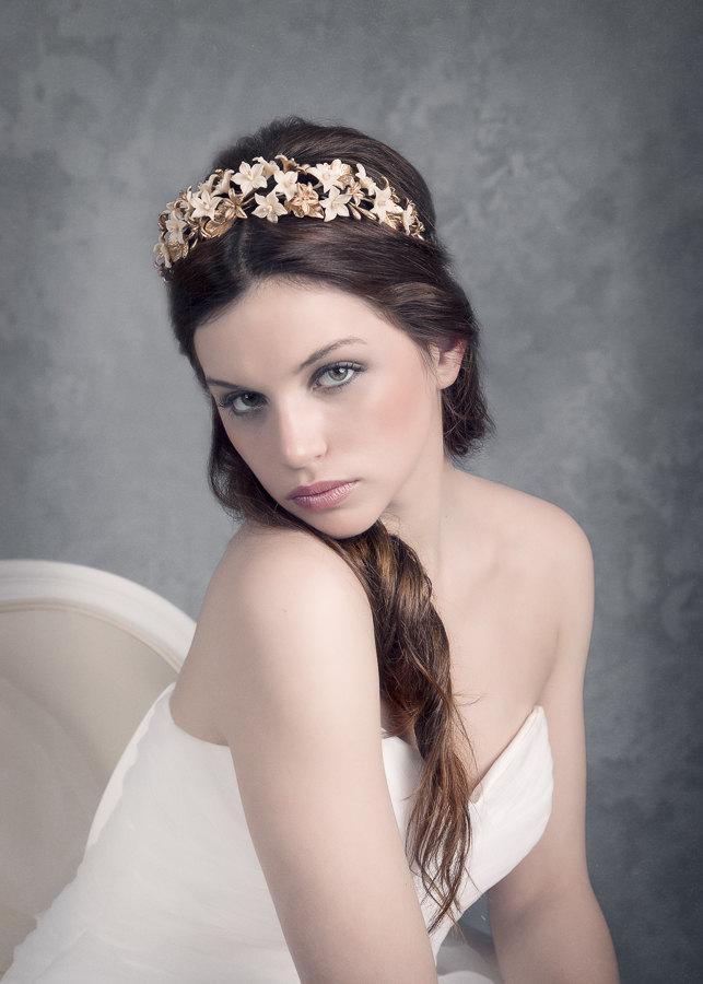 Wedding - Blossoms bridal headpiece. Wedding headpiece. Gold headpiece. Flower crown. Bridal crown. Bridal headpiece. MOD506 bridal Crown