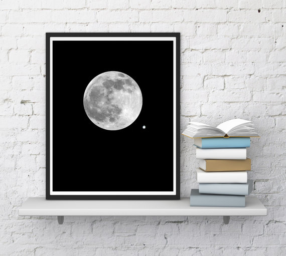 Mariage - Moon print art, Full moon print, Moon printable, Moon digital, Northern star, Moon wall decor , Photography , Art, InstantDownloadArt1