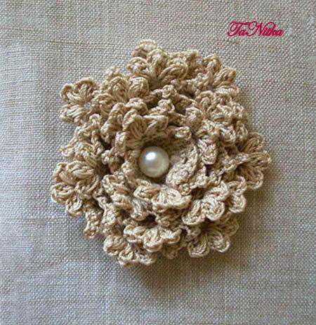 Mariage - Flower Brooch Boho Cotton Color Ivory Crochet Decorative Pin Clothing Finishing