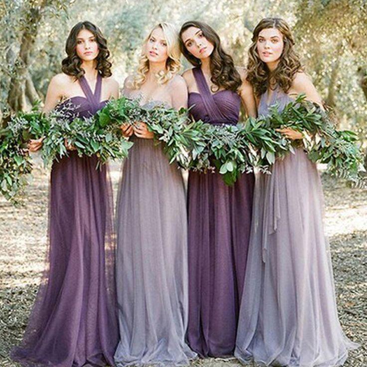 Hochzeit - Convertiable Mismatched Tulle Long Wedding Party Dresses Cheap Charming Bridesmaid Dresses, WG34