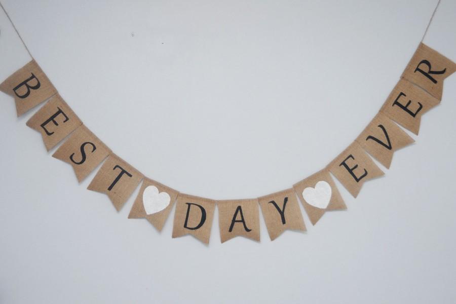 زفاف - Best Day Ever banner - Wedding burlap banner, bridal shower banner
