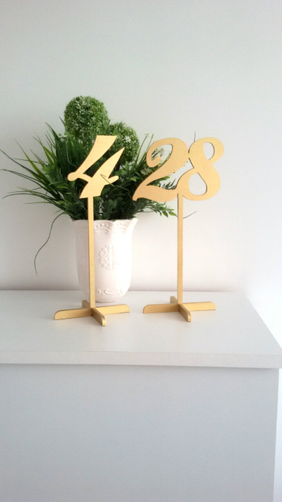 Mariage - Gold Table Numbers with base. Freestanding Wedding Numbers. Table numbers. Numbers for tables. Numbers. Gold numbers.