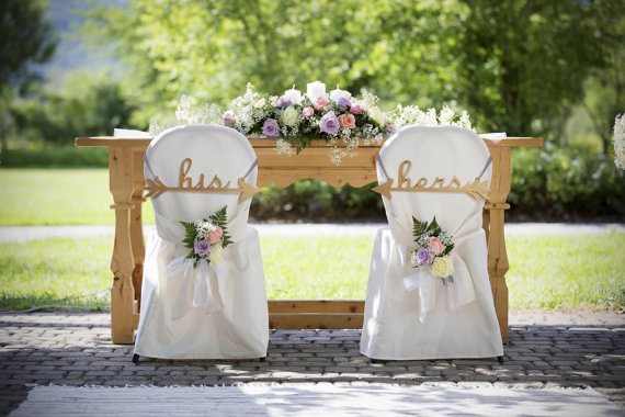 زفاف - Set of Wedding chair arrows. Gold arrows - His and Hers.