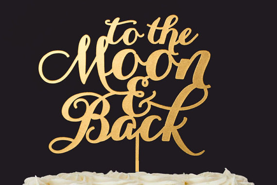 Hochzeit - To the Moon and back Wedding Cake Toppers