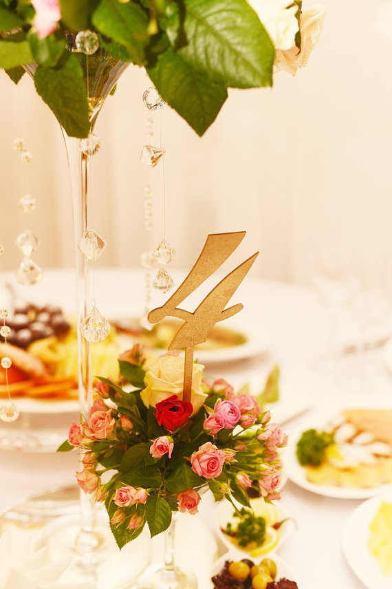 Mariage - Gold table numbers. Wedding table numbers.