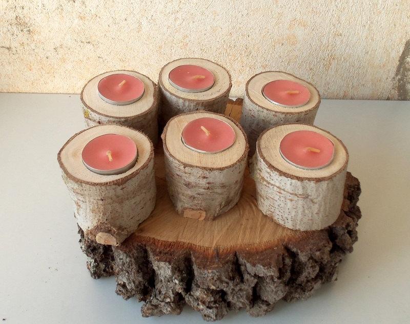 Mariage - New - Tree Branch Candle Holders -  Set of 6 - Wood Candle holders -  sticks for votive candles - Wedding Centerpiece - Wedding Decoration