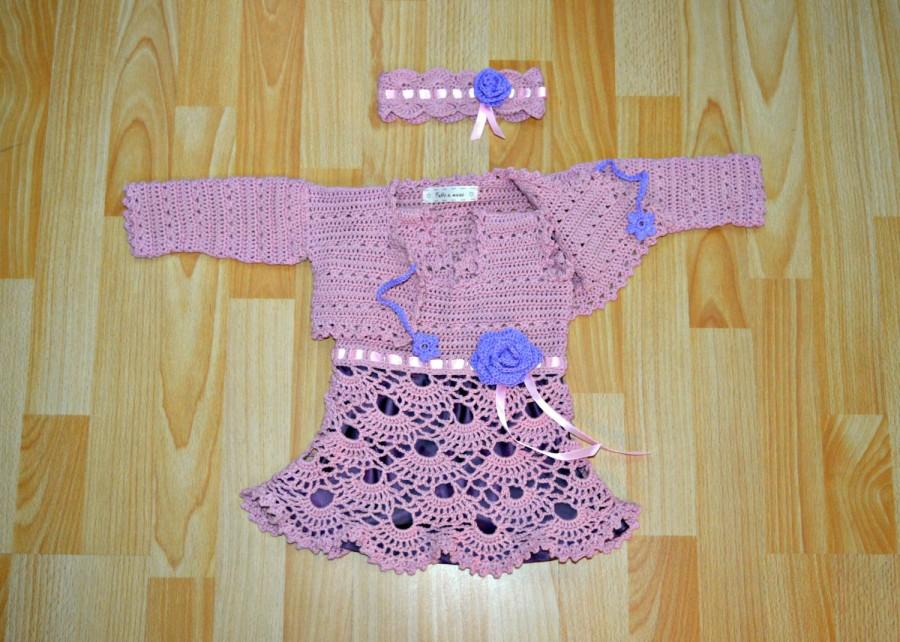 Wedding - wedding outfit for baby girls, little girls dress with bolero, crochet baby dress set, made on order in the colour and size  of your choice 