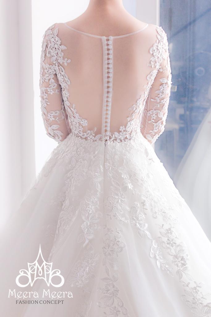 زفاف - A-line wedding dress with long sleeves and Illusion neckline from Meera Meera