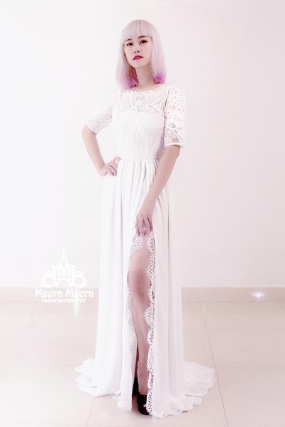 Mariage - Silk with French lace night gown wedding dress from Meera Meera