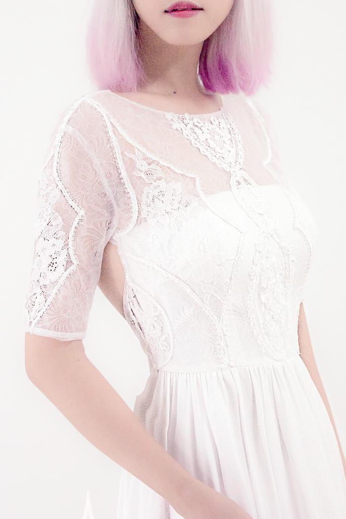 زفاف - Silk with French lace night gown wedding dress from Meera Meera