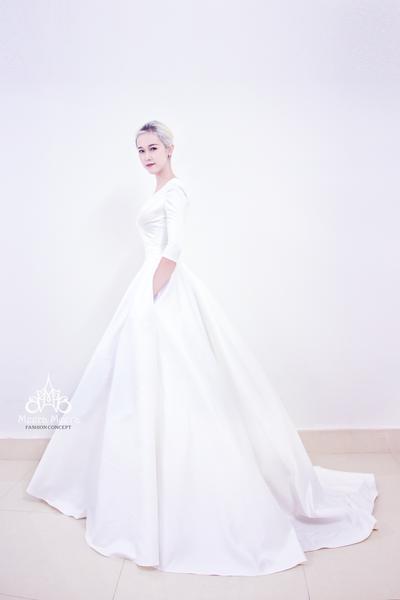 Hochzeit - Satin elegance minimalist ball gown wedding dress from Meera Meera