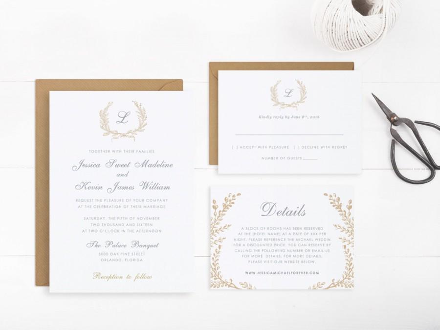 زفاف - Wedding Invitation template printable, Vintage Rustic Wedding, Editable Text and Artwork Colour, Edit in Word or Pages 