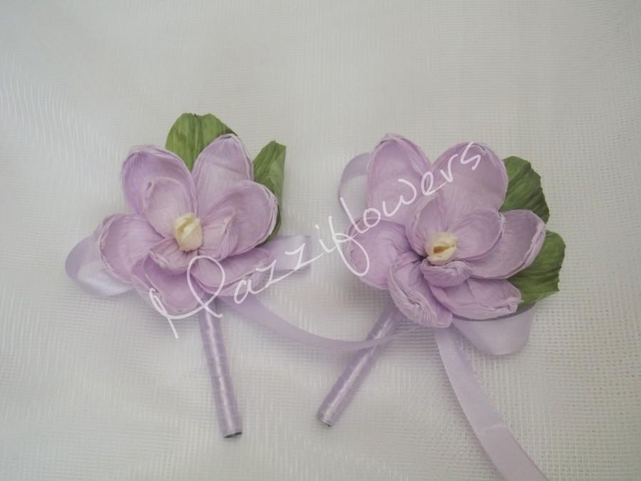 زفاف - Bridal flower buttonhole,paper flower,wedding flower paper,magnolias paper, paper flower buttonhole,bridal buttonhole,paper flower decor,