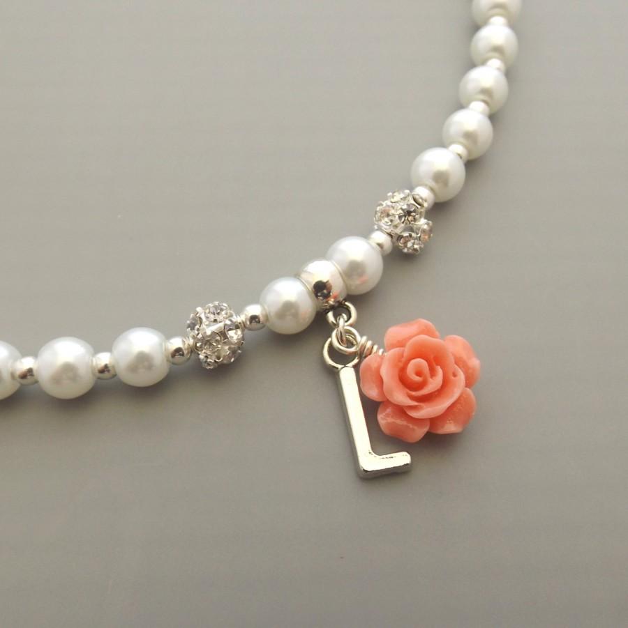 زفاف - Personalised flower girl necklace, flower girl gift, flower girl necklace, personalized flower girl gift, childrens jewelry, wedding jewely