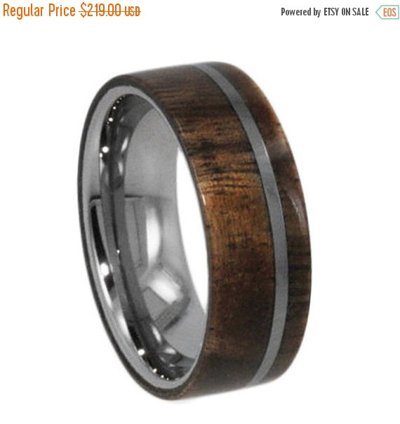 Hochzeit - ON SALE Men's Tungsten Ring Made With Black Mesquite, Wooden Ring, Custom Wedding Band