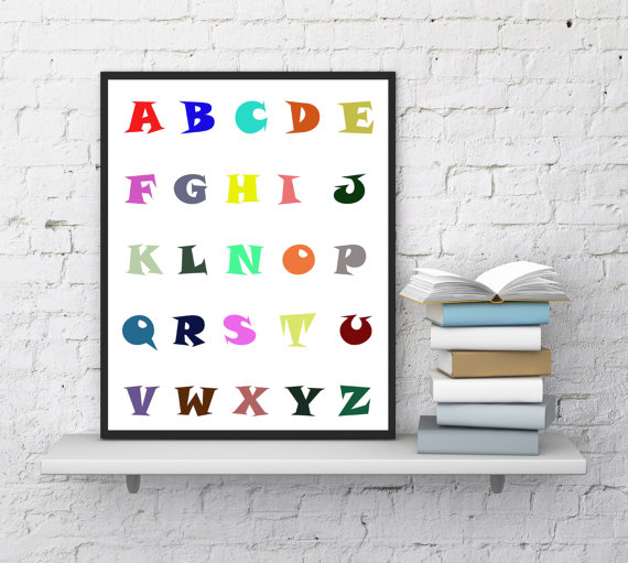Mariage - Alphabet letters, Letters print, Back to school, Playroom Decor,, Nursery Print, Play, Learn, Gift for teachers, InstantDownloadArt1