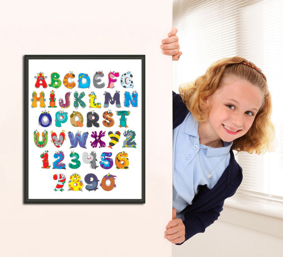Свадьба - Nursery alphabet, Nursery numbers, Alphabet print, Funny letters, Funny numbers, Alphabet, ABC print, Playroom Decor, InstantDownloadArt1