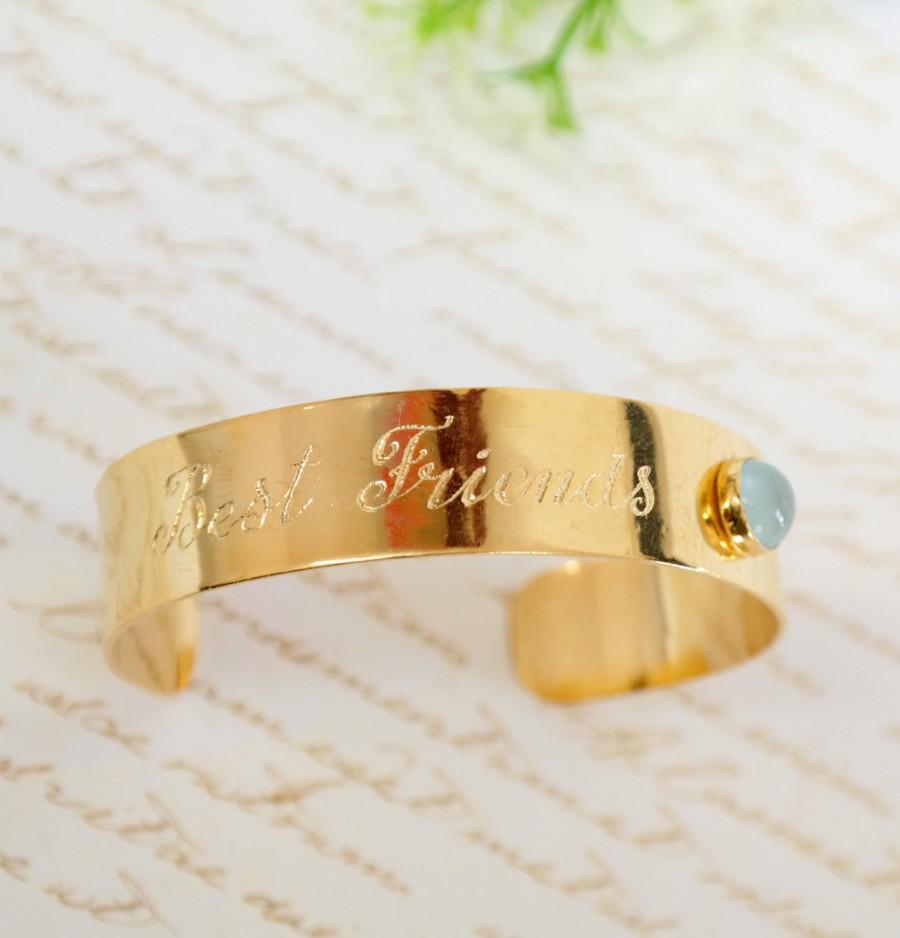 Свадьба - Birthstone bangle Bracelet,Custom Bracelet, Personalized Hand Engraved Bracelet,Personalized Cuff ,Gold Personalized Cuff,Best Friends Gift