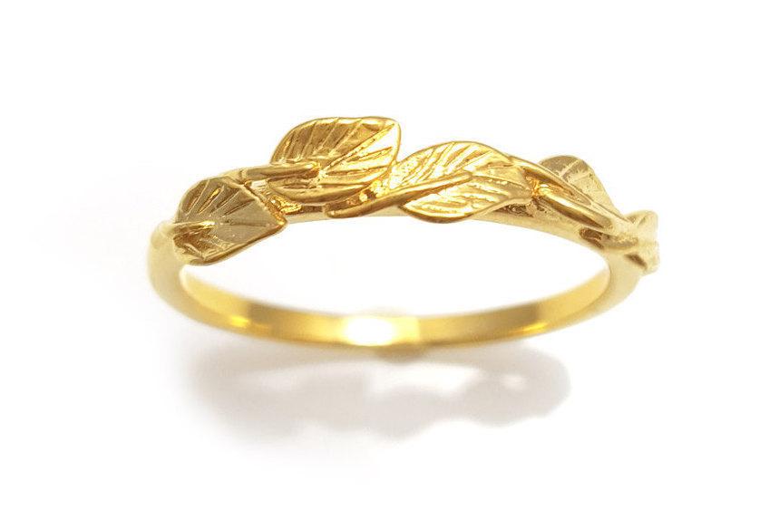 Свадьба - 14K Leaves Ring, Leaf Stackable Band, Leaf Ring, Vine ring, Wedding Band, 14K Leaves Ring, Art Nouveau Ring, Antique Leaf Ring, Unisex Ring