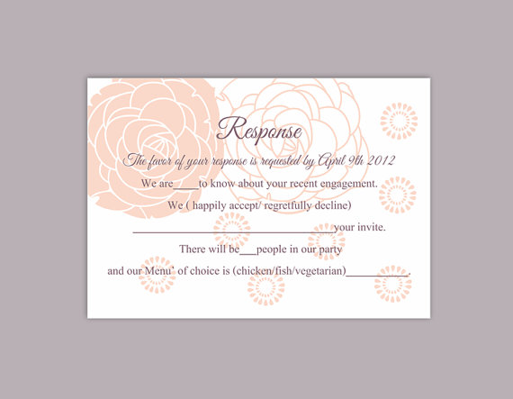 Mariage - DIY Wedding RSVP Template Editable Word File Instant Download Rsvp Template Printable RSVP Cards Floral Peach Pink Rsvp Card Rose Rsvp Card