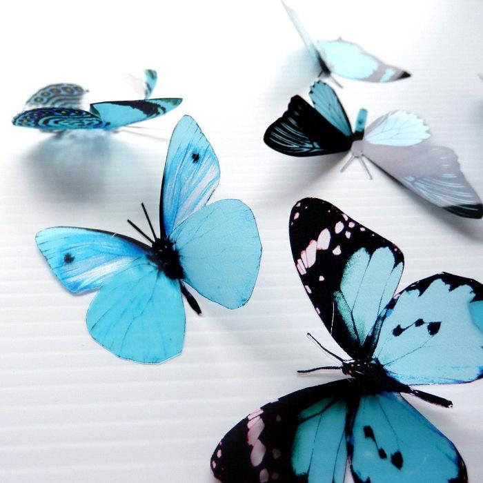 Hochzeit - 36 x Special Aqua 3D Butterflies great for Weddings, Crafts