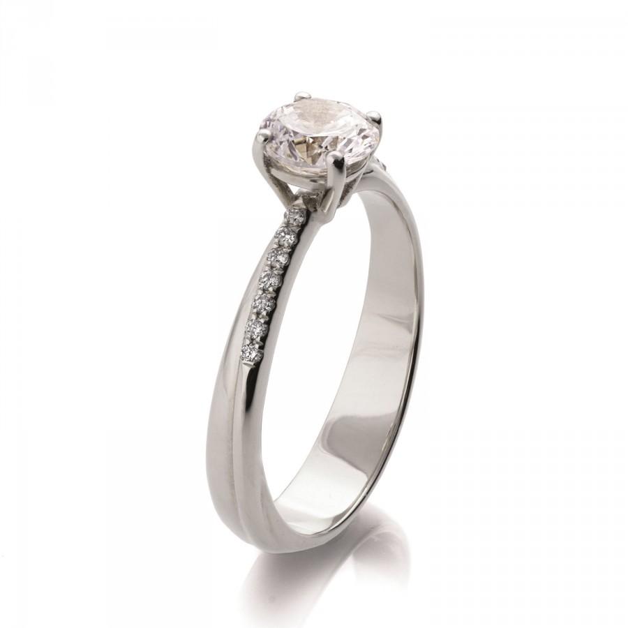 Wedding - Forever Brilliant Moissanite Ring, 14K White Gold and Moissanite engagement ring, celtic ring, engagement ring, twist ring, R012