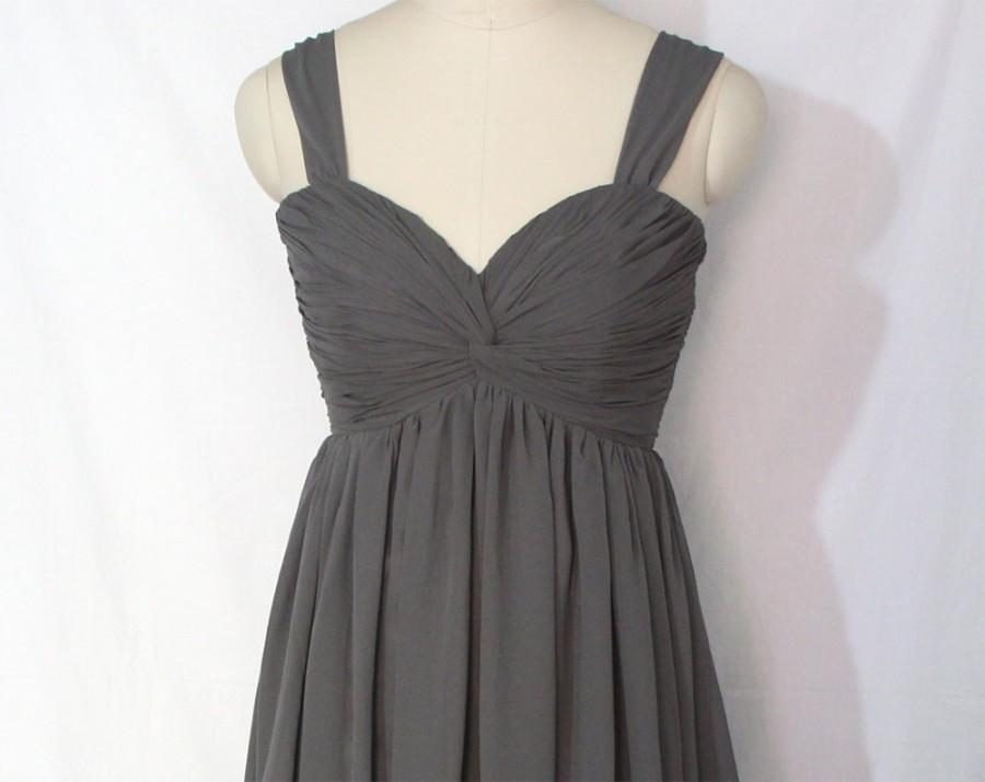 Свадьба - Gray Short/Floor Length Bridesmaid Dress Chiffon Grey Sweetheart Bridesmaid Dress-Custom Dress